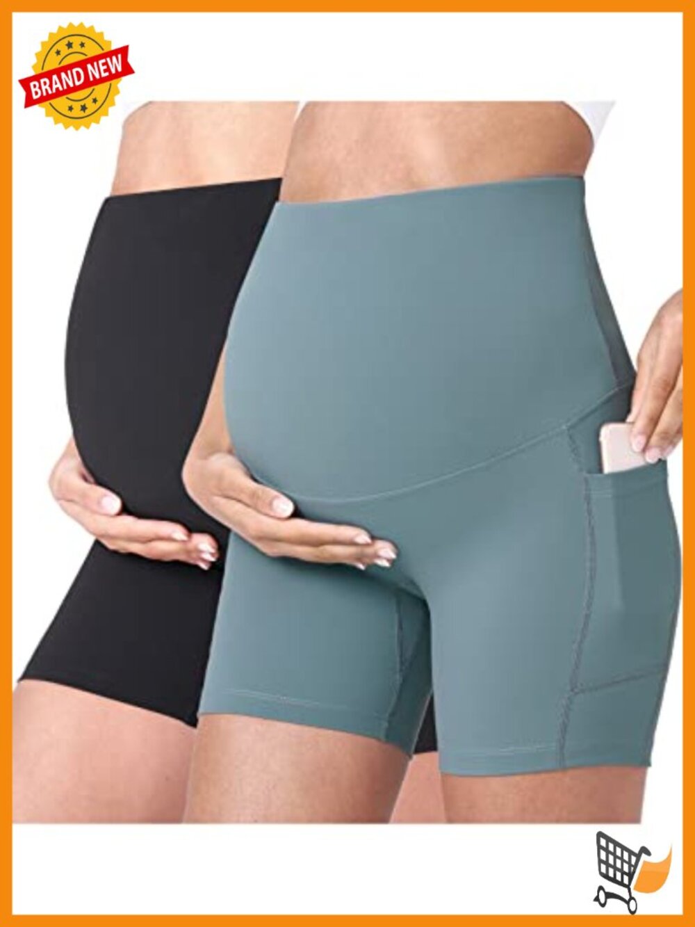 Maternity Yoga Shorts Over The Belly with Pockets Active Workout